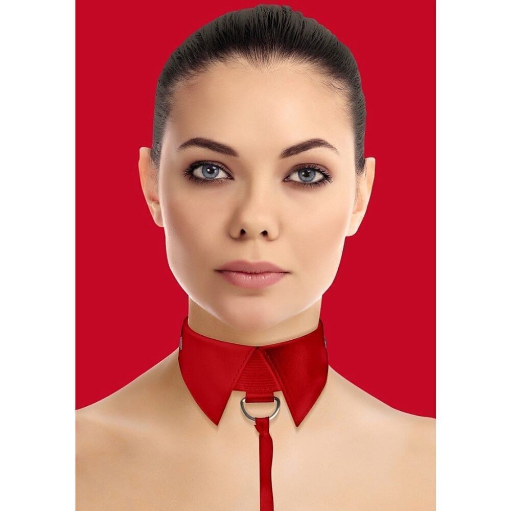 🦋B2G1🦋OUCH! SHOTS AMERICA Classic Leather Collar With Leash-Red | ONE SIZE |